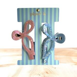 Piper K Pink and Blue Bow Hair Clips